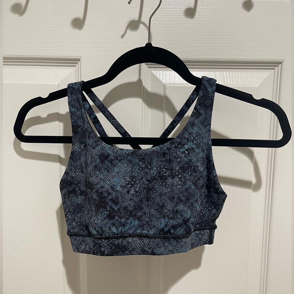 Lululemon Energy Bra Blue Grey Gray Teal Black Size 4
